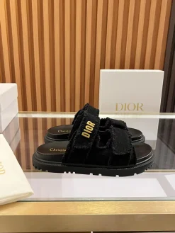 DIOR Slides & Slippers Fabric (Black-Gold) EU35-41 B30202606030883109