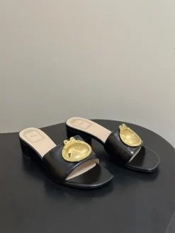 DIOR Slides & Slippers Leather (Black-Gold) EU35-39 B60202606030730119