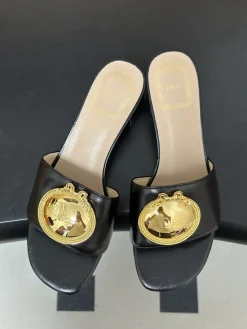 Alternative view of DIOR Slides & Slippers Leather (Black-Gold) EU35-39 B60202606030730119
