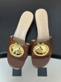 Alternative view of DIOR Slides & Slippers Leather (Brown-Gold) EU35-39 B60202606030735119