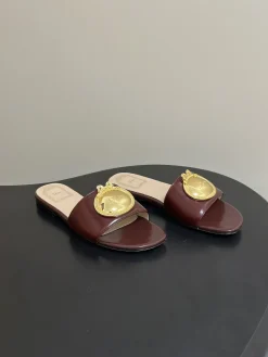 DIOR Slides & Slippers Leather (Burgundy-Gold) EU35-39 B60202606030740119