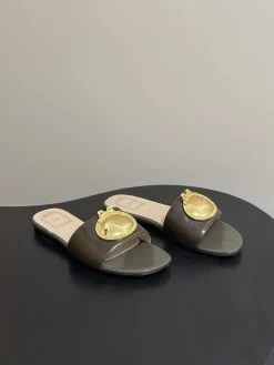 Alternative view of DIOR Slides & Slippers Leather (Dark Green-Gold) EU35-39 B60202606030880119