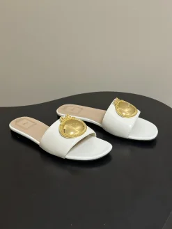 Alternative view of DIOR Slides & Slippers Leather (White-Gold-Black) EU35-39 B60202606030736119