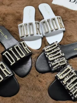 Alternative view of DIOR Slides & Slippers Leather (White-Gold-Pearl) EU35-42 A4020260603073789