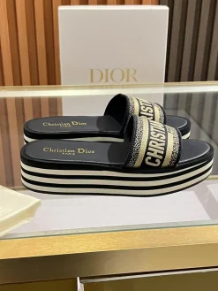 DIOR Slides & Slippers Textile (Black-White-Gold) EU35-40 B0020260603070999