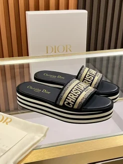 Alternative view of DIOR Slides & Slippers Textile (Black-White-Gold) EU35-40 B0020260603070999