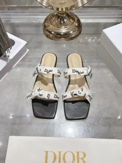 Alternative view of DIOR Slides & Slippers Textile (White-Black) EU35-41 B40202606030748109