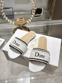 DIOR Slides & Slippers Woven Fabric (White-Black) EU35-41 B30202606030747109