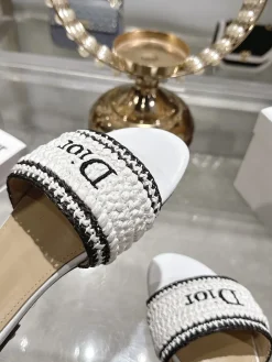 Alternative view of DIOR Slides & Slippers Woven Fabric (White-Black) EU35-41 B30202606030747109