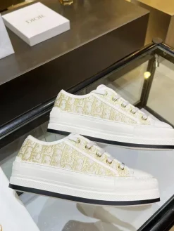 DIOR Sneakers & Trainers Canvas (White-Gold-Black) EU35-41 B50202606030773119