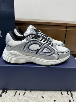 DIOR Sneakers & Trainers Leather-Mesh (Silver-White-Black) EU39-46 B71202606030862119