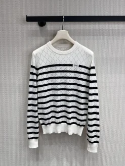 DIOR Sweaters & Knitwear Cashmere (White-Black) S-M-L B60202606011791119