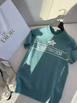DIOR Sweaters & Knitwear Knit (Teal-White) B40202606011398109