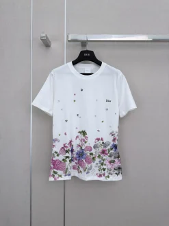 DIOR T-shirts & Vests Cotton (White-Pink-Purple) S-M-L A5520260601119589