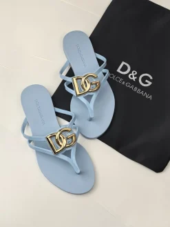 DOLCE & GABBANA Slides & Slippers Rubber (Light Blue-Gold) EU35-42 A2020260603091979