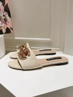 DOLCE & GABBANA Slides & Slippers Textile (Beige-Gold) EU35-42 B60202606030922119