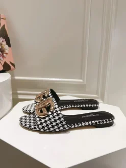 DOLCE & GABBANA Slides & Slippers Textile (Black-White-Gold) EU35-42 B60202606030912119