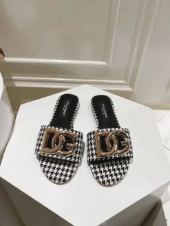 Alternative view of DOLCE & GABBANA Slides & Slippers Textile (Black-White-Gold) EU35-42 B60202606030912119