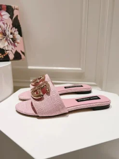 DOLCE & GABBANA Slides & Slippers Textile (Pink-Gold-Black) EU35-42 B60202606030913119