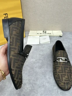 FENDI Flats & Loafers Canvas-Leather (Brown-Black) EU39-44 D30202606030956169