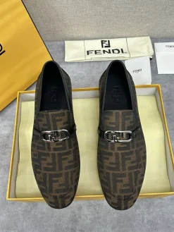 Alternative view of FENDI Flats & Loafers Canvas-Leather (Brown-Black) EU39-44 D30202606030956169