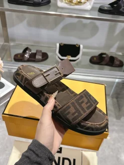 FENDI Sandals & Mules Canvas-Leather (Brown) EU35-46 B0020260603096199