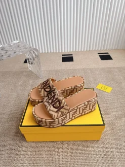 FENDI Slides & Slippers Canvas (Beige-Brown) EU35-41 A9020260603098999