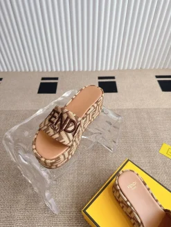Alternative view of FENDI Slides & Slippers Canvas (Beige-Brown) EU35-41 A9020260603098999