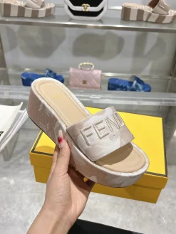 Alternative view of FENDI Slides & Slippers Canvas (Beige-White) EU35-42 A9020260603097199