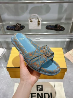 Alternative view of FENDI Slides & Slippers Canvas (Blue-Orange) EU35-46 A9020260603096999