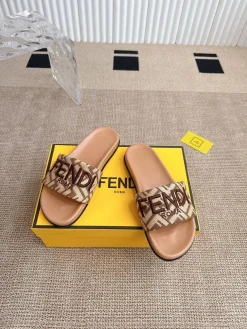 FENDI Slides & Slippers Canvas (Brown-Beige) EU35-42 A8020260603097399