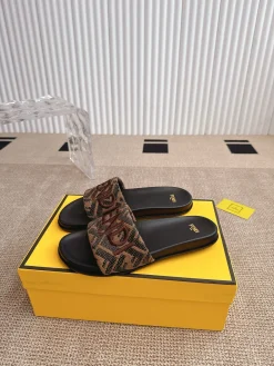 FENDI Slides & Slippers Canvas (Brown-Black) EU35-39 A8020260603097499