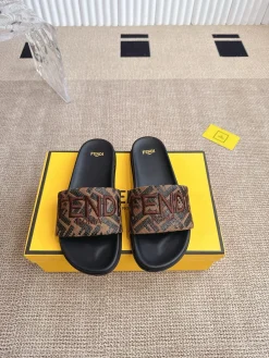 Alternative view of FENDI Slides & Slippers Canvas (Brown-Black) EU35-39 A8020260603097499