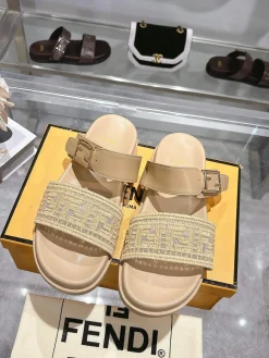 Alternative view of FENDI Slides & Slippers Canvas-Leather (Beige) EU35-46 B30202606030967109