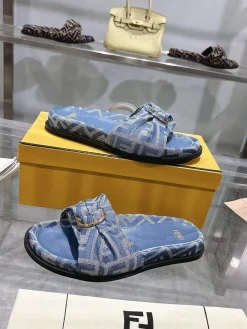 Alternative view of FENDI Slides & Slippers Denim (Blue-White) EU35-46 A9020260603097099