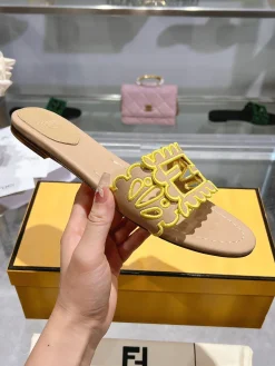 FENDI Slides & Slippers Leather (Beige-Yellow) EU35-43 B0020260603097799