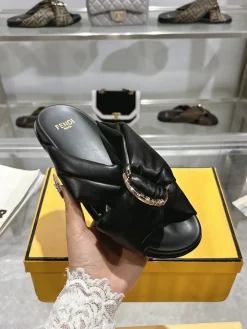 Alternative view of FENDI Slides & Slippers Leather (Black) EU35-39 A9020260603097899
