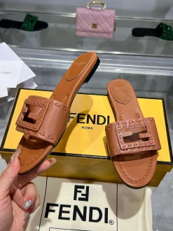 Alternative view of FENDI Slides & Slippers Leather (Brown) EU35-43 B0020260603098099