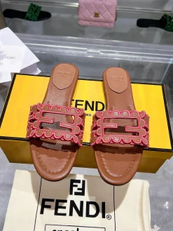 FENDI Slides & Slippers Leather (Brown-Pink) EU35-43 B0020260603098299