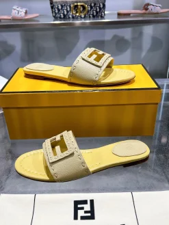 FENDI Slides & Slippers Leather (Light Yellow) EU35-43 B0020260603098699