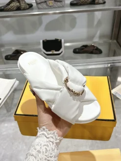 Alternative view of FENDI Slides & Slippers Leather (White) EU35-39 A9020260603328099