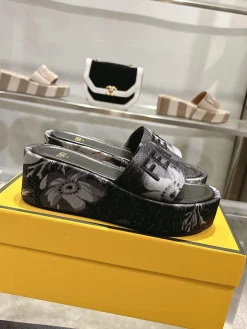 Alternative view of FENDI Slides & Slippers Textile (Black-White-Grey) EU35-42 A9020260603098899
