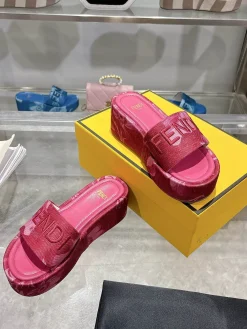 Alternative view of FENDI Slides & Slippers Textile (Pink-Red) EU35-42 A9020260603099199