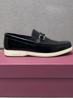FERRAGAMO Flats & Loafers Patent Leather (Black-White) EU38-44 B70202606030992119