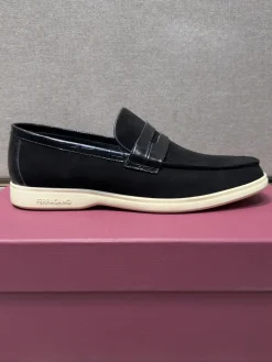 FERRAGAMO Flats & Loafers Suede-Leather (Black-Cream) EU38-44 B70202606031022119
