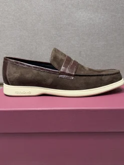 FERRAGAMO Flats & Loafers Suede-Leather (Brown-White) EU38-44 B70202606031024119