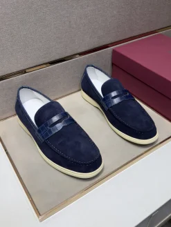 Alternative view of FERRAGAMO Flats & Loafers Suede-Leather (Navy-White) EU38-44 B70202606031025119