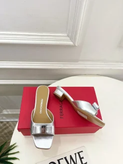 Alternative view of FERRAGAMO Slides & Slippers Leather (Silver) EU35-39 B60202606031028119