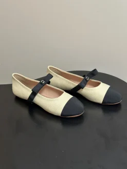 GIANVITO ROSSI Flats & Loafers Canvas (Beige-Black) EU35-39 B40202606031042109