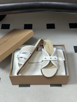 GIANVITO ROSSI Sandals & Mules Canvas Leather (White-Beige) EU35-39 B60202606031051119